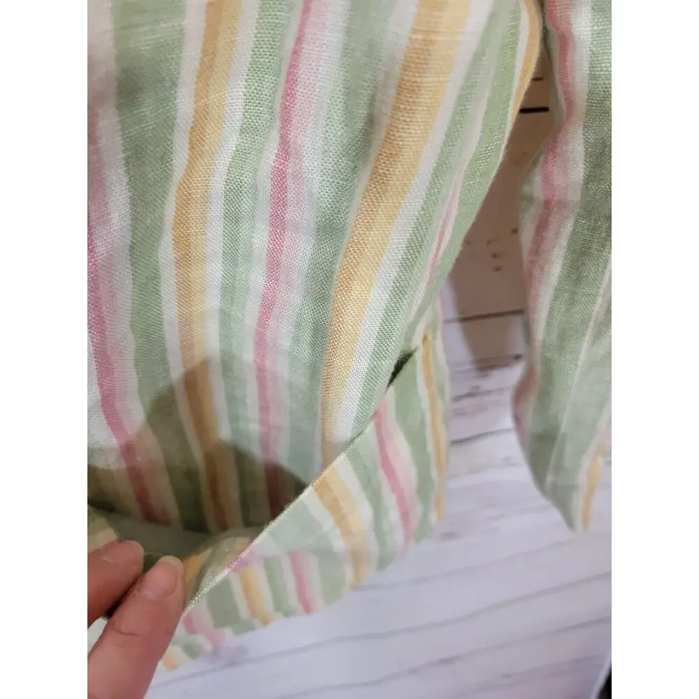 Liz Sport Multicolor Striped‎ Linen Blend Long Sleeve Blazer Women's Size 6